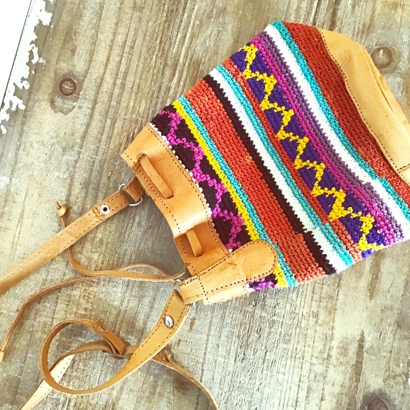 Vintage Handbags - Talabarita Aztec leather boho bag